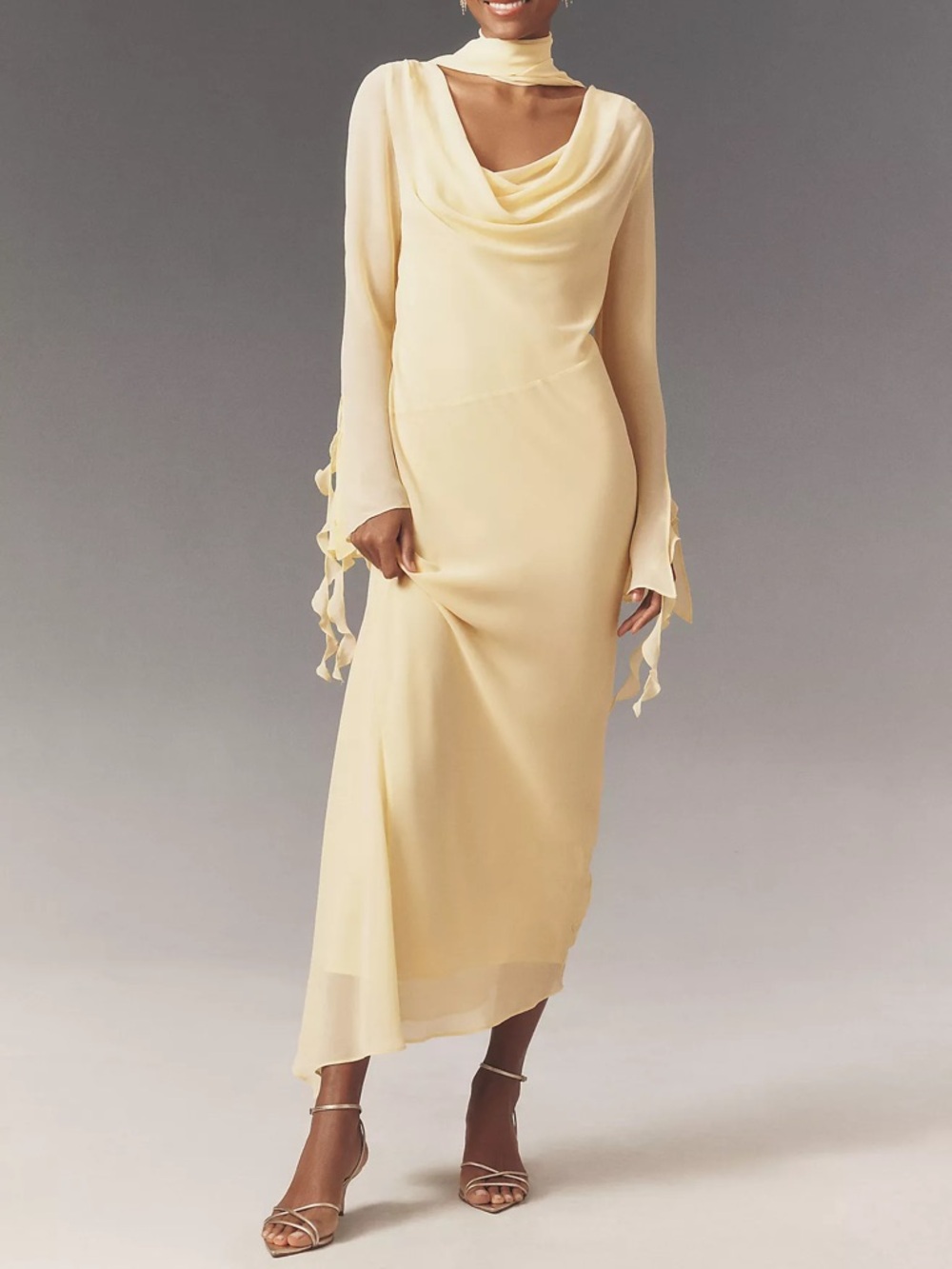 De La Vali Cristobal Cowl-Neck Maxi Dress